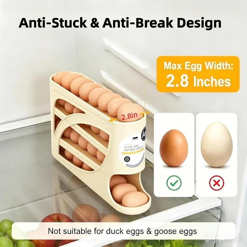 Automatic Gravity-fed Rolling Egg Dispenser Refrigerator Side Door Storage
