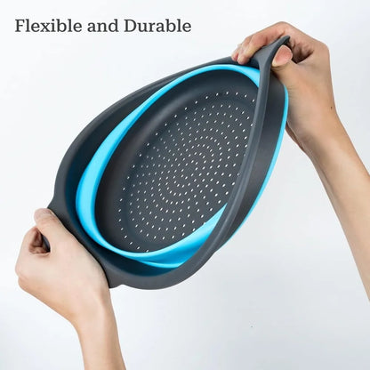 Collapsible Colander 3-Pack Set Space-Saving Foldable Kitchen Strainer with Non-Slip Base Durable Thickened PP+TPE Collapsible S