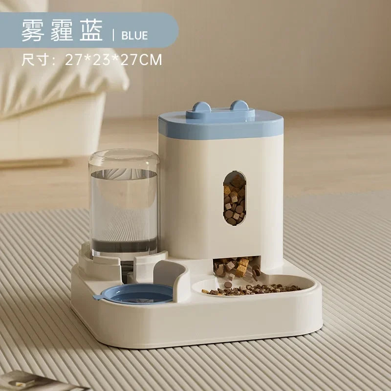 Automatic Gravity Feeder Dog Cat Food Bowl With Water Fountain Large Capacity Pet Food Storage Dispenser Container Puppy Pet Accessories