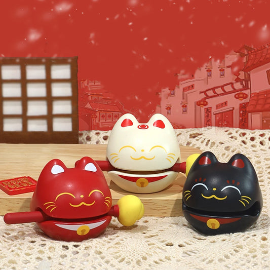 Decompression Wooden Fish Lucky Cat Wooden Fish Soundmaking Percussion Instrument Fortunate Wooden Fish Cat Figurines Decor