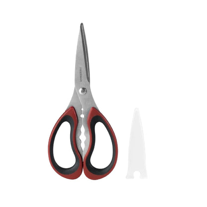 Soft Grip Stainless Steel Kitchen Shears with Herb Stripper Protective Cover Easy Clean Multipurpose Comfort Handle Ideal