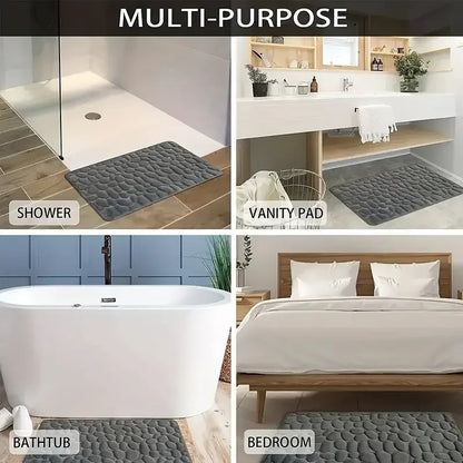 3D Non-Slip Bath Mat Embossed Absorbent Machine Washable Quick Drying