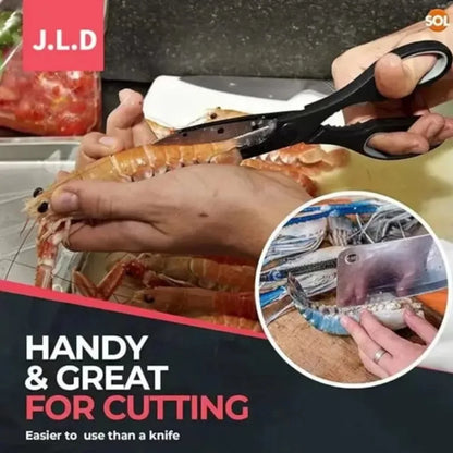MultiFunctional Kitchen Scissors with Stainless Steel Blades and Ergonomic Grip for Cutting Meat and Vegetables Opening Bottles