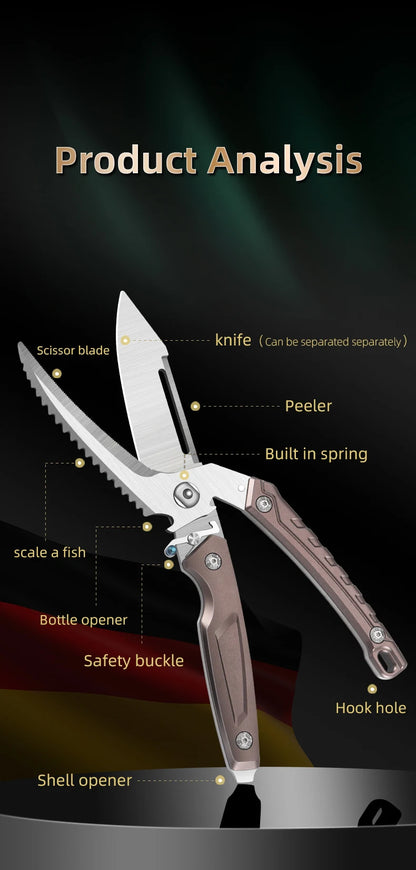 Heavy Duty Poultry Shears - A Must Have Kitchen Shears for Chicken and Meat Cutting - Stainless Food Kitchen Scissors