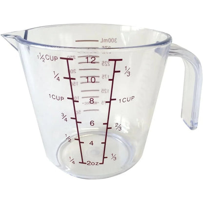 12 oz Plastic Measuring Cup Clear 1.5 Cup Capacity Kitchen Tool Baking Cooking Essential 4.75x3.63x3.5 Inch