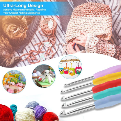 Large Crochet Hooks 2.0~10.0mm Soft Grip Yarn Needle Kits Knitting Needles with Ergonomic Handles