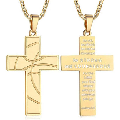 1PC Durable Stainless Steel Cross Pendant Necklace Inspirational Bible Verse