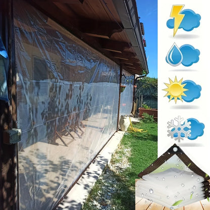 1 Thickeneded Transparent Waterproof Tarp with a Sealing Ring - for Camping Sunshade, Courtyard Wind Protection, and Doghouse Rain