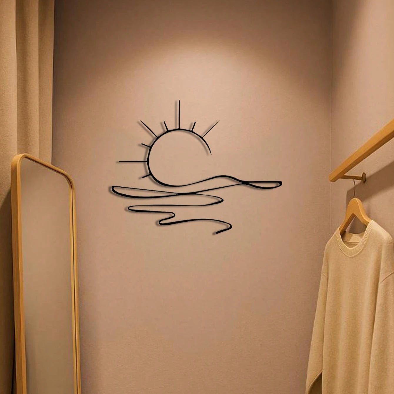 "Minimalist Sunrise Metal Wall Art – Abstract Sun Design, Modern Home Decor & Versatile Gift"