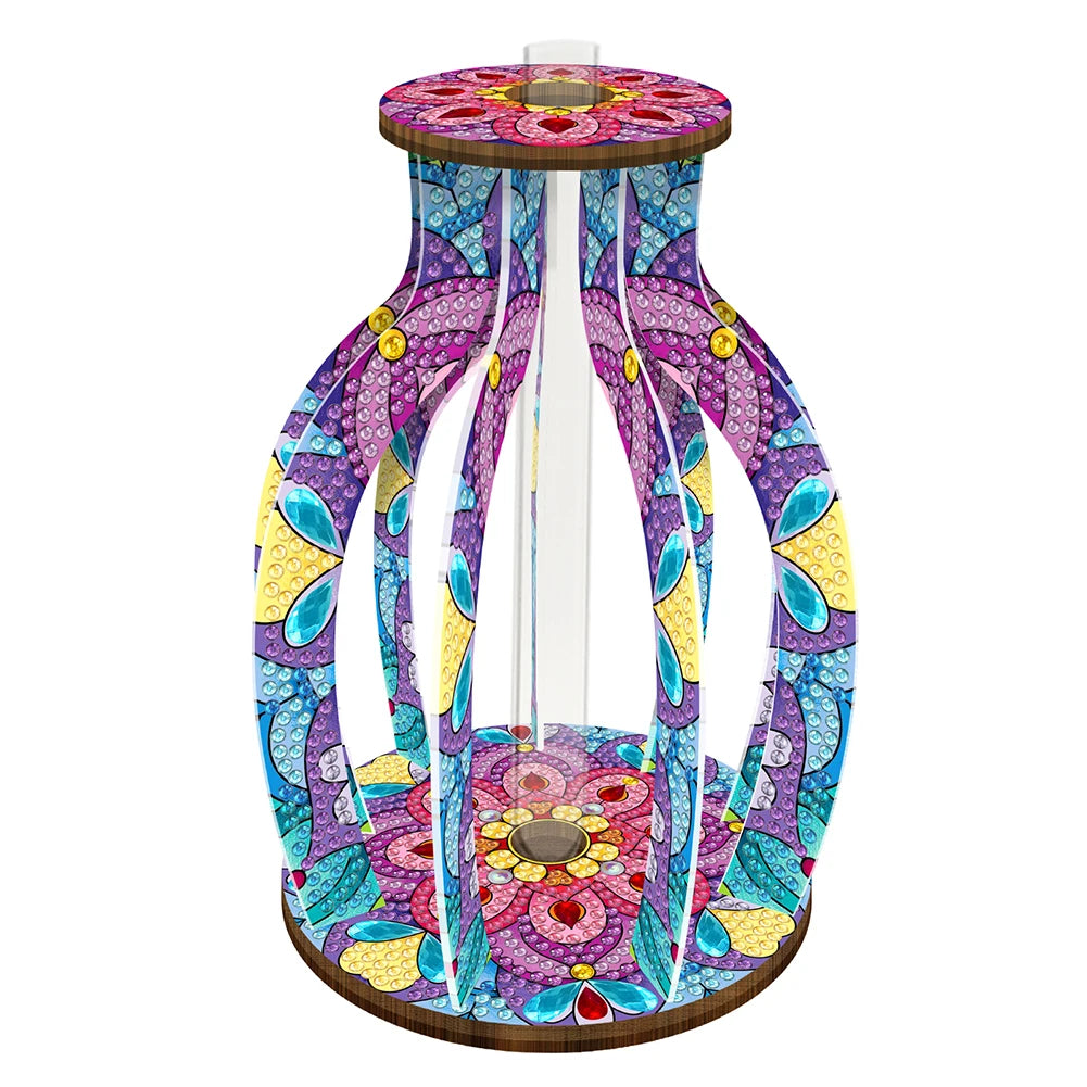 Wood Flower Diamond Painting Tabletop Ornaments Kit Desktop Diamond Art Kits Rhinestones Desktop Ornaments for Home Office Decor
