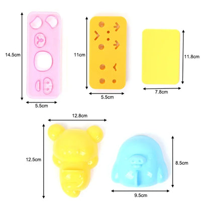 Rice Ball Mold Set Chicken Bear Kawaii Sushi Curry Rice Mould Pattern Bento Accessories Seaweed Cutter Kitchen Tools