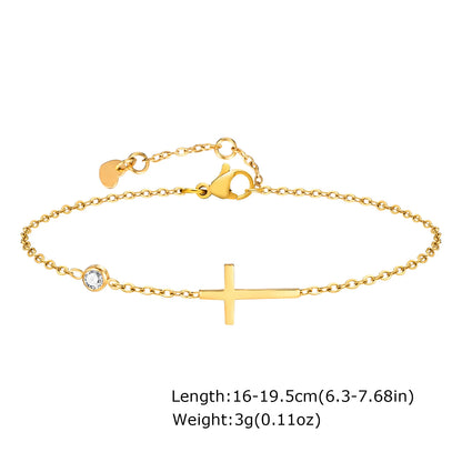 316L Stainless Steel Cross Bracelet for Women, Adjustable Chain Religious Christian Jewelry Daily Wear 2025 Trendy