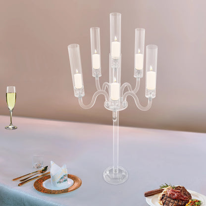 6 Arm Acrylic Candle Holder, Candle Holder for Wedding Party, Candle Holder