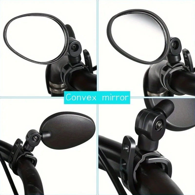 1/2PCS  Bike Mirrors, Acrylic Convex Oval Rearview for Cycling 360° Rotatable