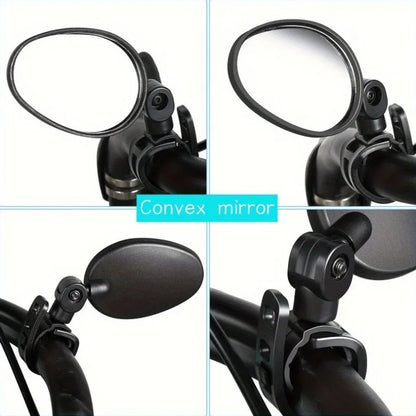 1/2PCS  Bike Mirrors, Acrylic Convex Oval Rearview for Cycling 360° Rotatable