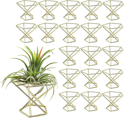 20 PCS Air Plants Holders Unique Geometric Metal Plant Stands Airplants Container Live Air Fern Display Racks Small Decor Items