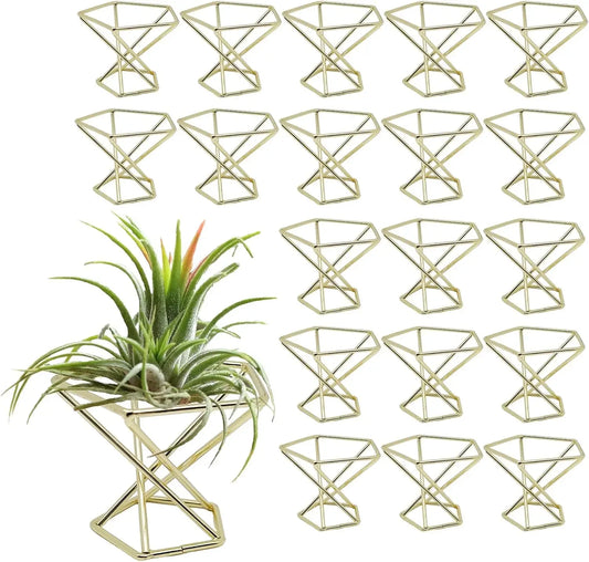 20 PCS Air Plants Holders Unique Geometric Metal Plant Stands Airplants Container Live Air Fern Display Racks Small Decor Items
