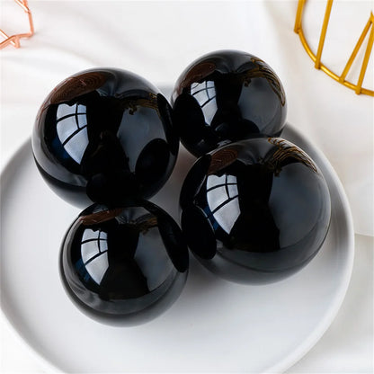 Natural Black Obsidian Sphere Healing Crystal Magic Ball Reiki Stones feng shui Sphere Collectibles Home Decor Without Base