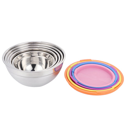 5pcs/set Stainless Steel Mixing Bowl Food Storage Preservation Box with Lids Cookware for Home Kitchen