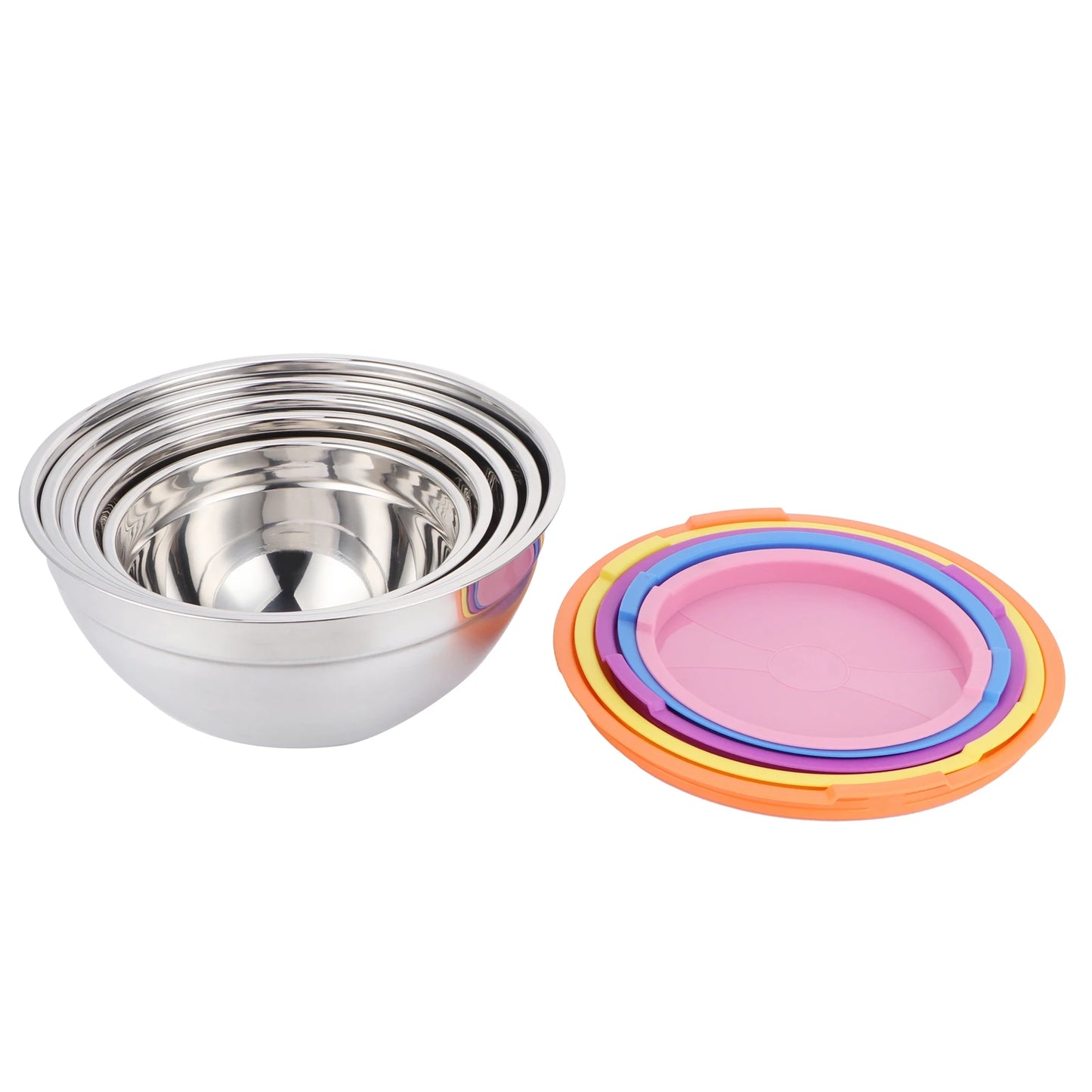 5pcs/set Stainless Steel Mixing Bowl Food Storage Preservation Box with Lids Cookware for Home Kitchen
