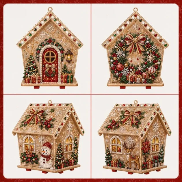 DIY 3D Christmas Painting Gingerbread Wooden House Holiday Craft Kit