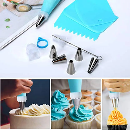 34Pcs Piping Bags and Tips Set Bake Cake Decorating Kit with 24 Stainless Steel Tips 2 Reusable Silicone Pastry Bags 3 Icing Sm