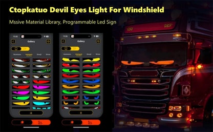 2PCS Devil Eyes Light Truck LED Windshield Eyes Custom Flexible Neon Matric Panel Car LED Display Flashing Evil Eyes For Cars