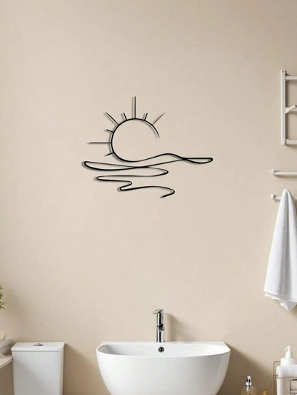 "Minimalist Sunrise Metal Wall Art – Abstract Sun Design, Modern Home Decor & Versatile Gift"