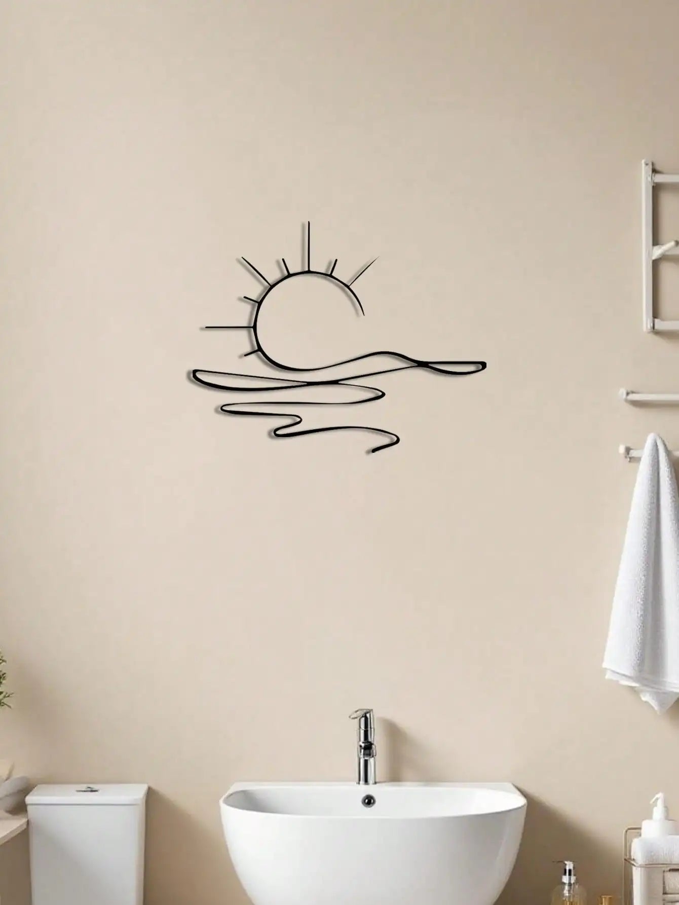 "Minimalist Sunrise Metal Wall Art – Abstract Sun Design, Modern Home Decor & Versatile Gift"