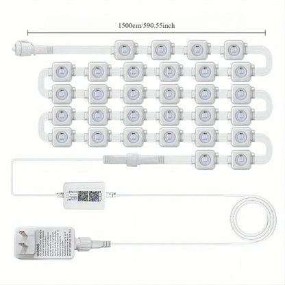 147FT 90LEDs Permanent Outdoor Light String APP Smart RGBIC Eaves LED Lights DIY Scene Modes Christmas Party Lighting Decoration