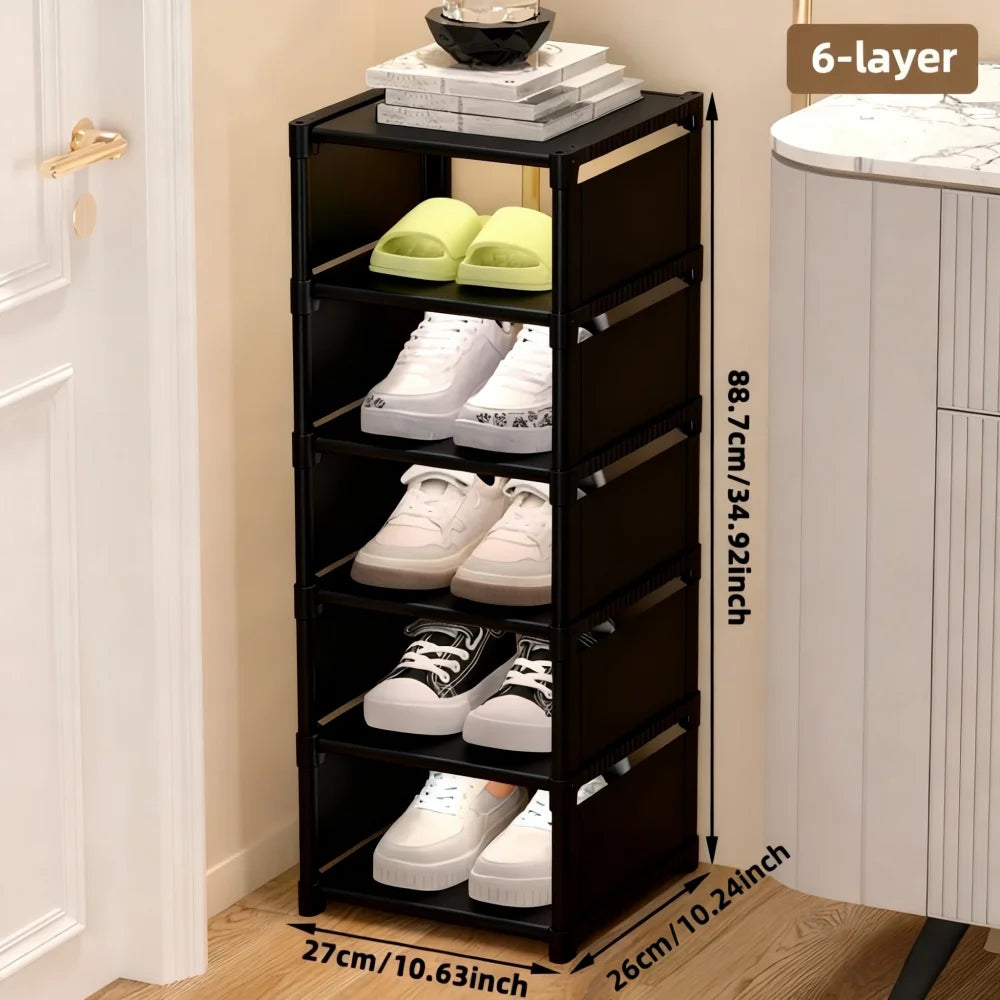 1 Piece Dustproof Single-Row Multi-Layer Shoe Rack, Shoe Storage Organizer, Entryway Furniture Shoe Cabinet, Easy to Assemble and Space-Saving, Suitable for Entryway, Closet, Living Room, Bedroom