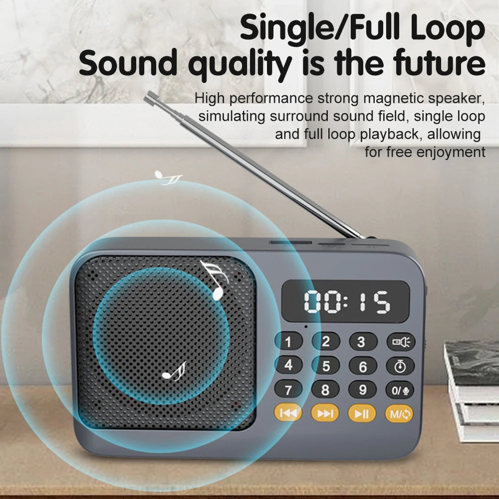 Bluetooth 5.0 Portable FM Radio Small Emergency Recargable Sound Box Mini Vintage Speaker Mp3 Player Support TF Card USB Drive