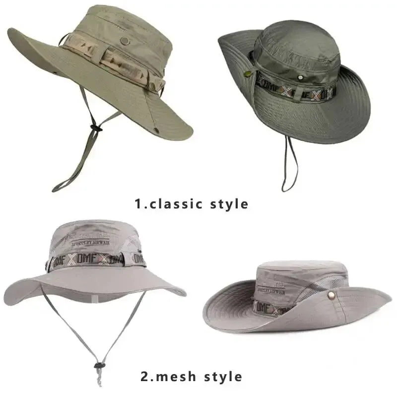 Bucket Hat Outdoor UV Protection Wide Brim Safari Hiking Sun Mesh Cap Unisex