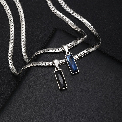 Stylish Geometric Stone Pendent Necklaces, Stainless Steel Flat Chain&nbsp;