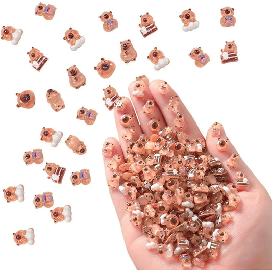 110PCS Mini Resin Capybara Decor for Dollhoe Resin Tiny Animals Figures to Hide Cute capibaras Gifts for Crafts Micro Miniature