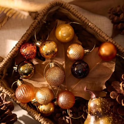 Mini Fall Ornaments Decorations for Tree 49ct 1.18inch Autumn Thanksgiving Tree Ornament Set Small Gold Orange Sh