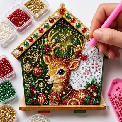 DIY 3D Christmas Painting Gingerbread Wooden House Holiday Craft Kit