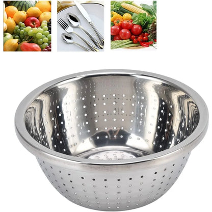 Stainless Steel Colander, Vegetable Washing Basket proof Multifunction Food Strainer Bowl for Kitchen, Vegetable Slicer Grater S