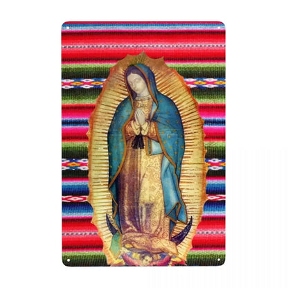 Retro Virgin Mary Of Guadalupe Metal Tin Sign - Custom Mexico Catholic Saint Plaque, Pub Cafe Yard Home Decor