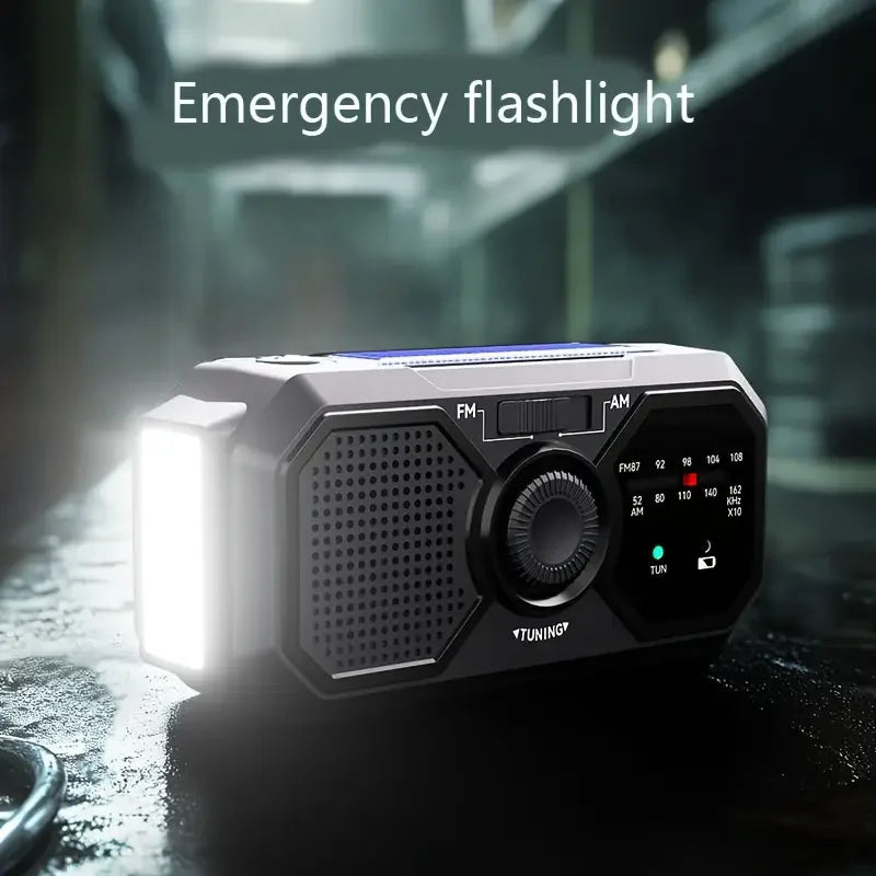 Multifunctional solar hand crank dynamo charging  AM FM Radio with torch.SOS alarm, outdoor camping  Hike emergency power bank