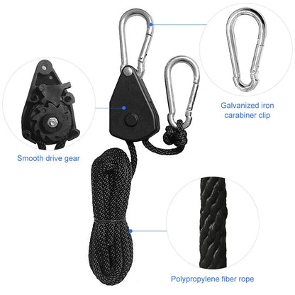 2PCS Heavy Duty Adjustable Ratchet Rope Hangers, 150lb Capacity, Tent Cargo Ties