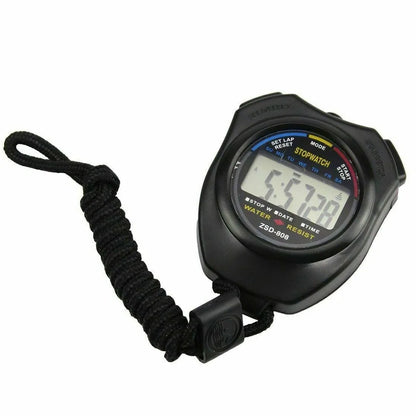 Portable Waterproof Chronometer Handheld Stopwatch Digital Sport Stopwatch LCD Timer Stop Watch Timer Tool Black
