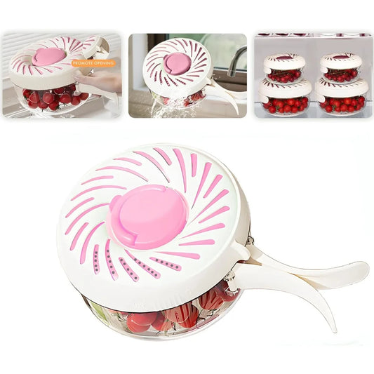 New Fruit Washing Bowl with Strainer Lid and Handle,3 in 1 Multipurpose Drain Basket,Fruit and Vegetable Washer,Fruit Colander S