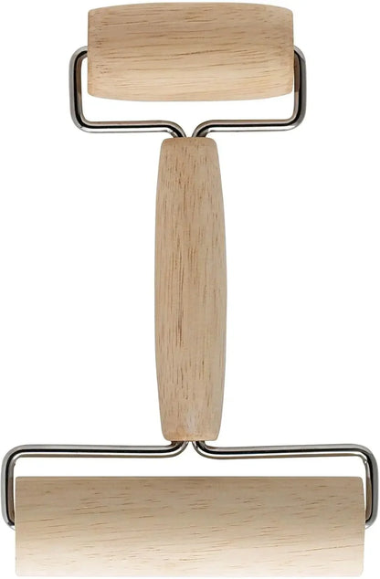 Double Dough Roller, Includes 4.125 and 2.375-Inch Wide Cylinders, Rubberwood
