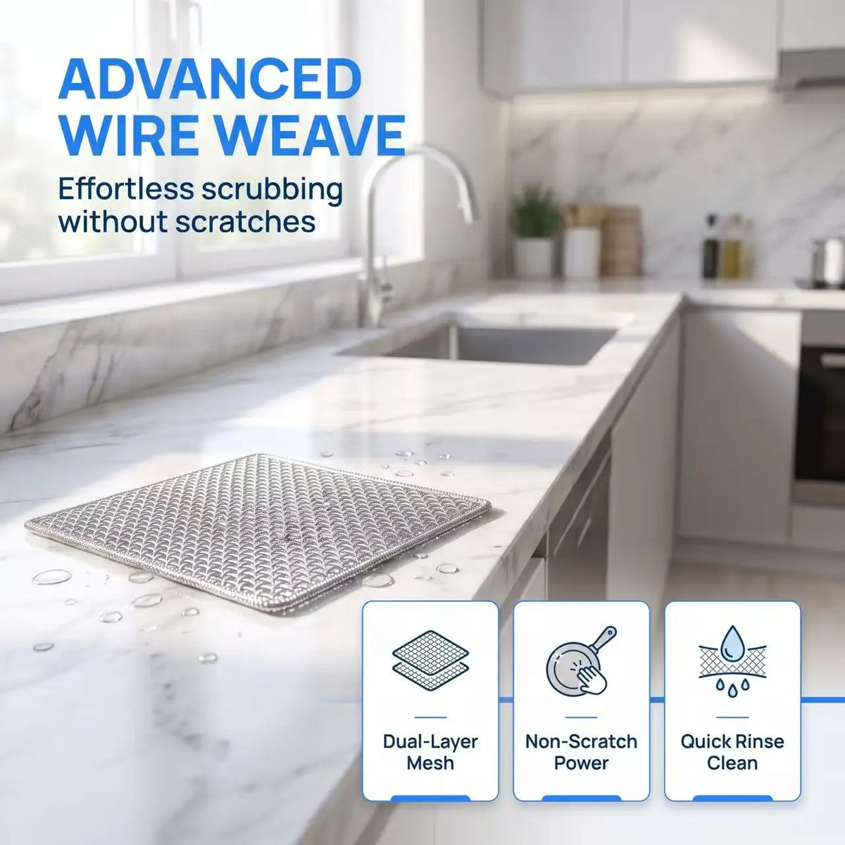 Multi-Pack Heavy‑duty mesh cleaning cloths for dishes pans sinks and stovetops