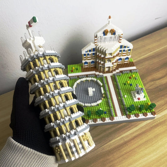 Leaning Tower of Pisa Micro Mini Building Blocks Toys-Cubicle and Home Décor,Historical Enthusiasts'Collectible,Educational