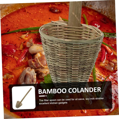 Bamboo Colander Strainer Noodle Skimmer Cooking Spoon Multi-functional Kitchen Tool