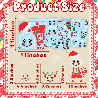 27 Pcs Christmas Stickers Gingerbread Man Face Stickers for Crafts Decoration Candy Bags Water Bottles Cartoon Snowman Face Dec
