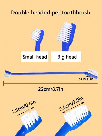 5pcs/set Long Handle Pet Toothbrush Double-head Dog Toothbrushes Oral Care Dog Teeth Cleaning Soft Hair Cat Toothbrush