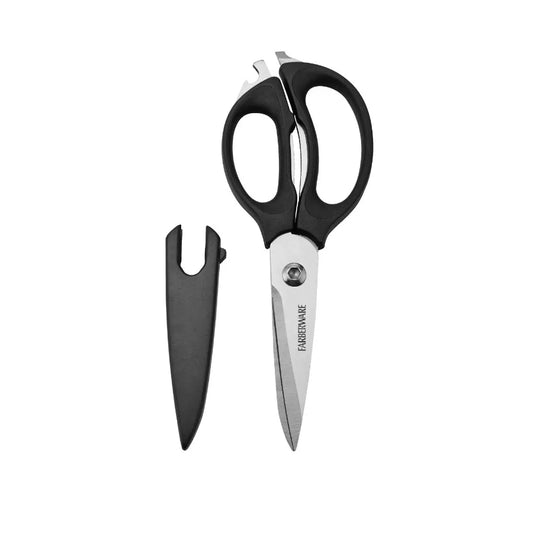 4 in 1 Stainless Steel Scissors with Nonslip Handles in Black for Kitchen Gardening Craft and Office Use Durable Ergonomic and